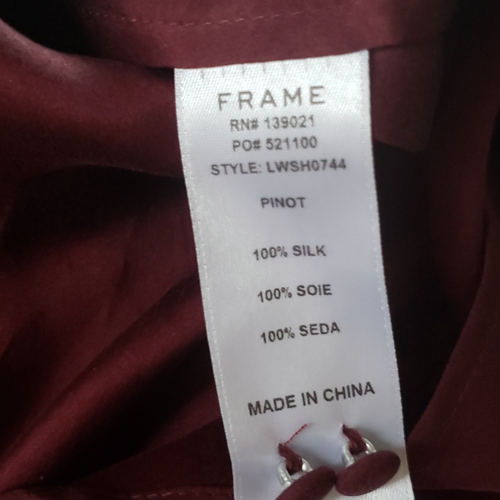 SALE⚡️FRAME SILK WINE TIE TOP SZ L - Picture 7 of 9